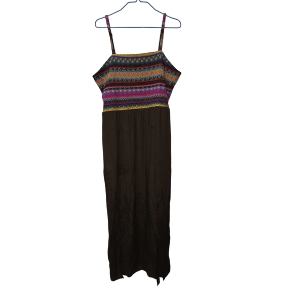 Cato Crochet Top Maxi Dress Brown Pink & Orange Large - Picture 2 of 8